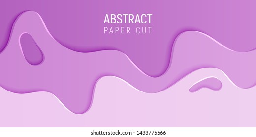 Fondo delgado de papel abstracto. Banner con fondo abstracto delgado con ondas de corte de papel rosa. Ilustración vectorial.