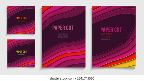 El resumen de papel cortó la publicación en los medios sociales. Plantilla de diseño vectorial de portada de afiches de corte de papel. EPS 10