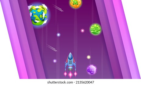 Abstract Paper Cut Spaceship Dark Space Planets Space Galaxy Universe Background Gradient Objects Stars Vector Design Style