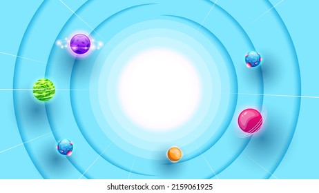 Abstract Paper Cut Spaceship Light Space Planets Space Galaxy Universe Background Gradient Objects Stars Vector Design Style