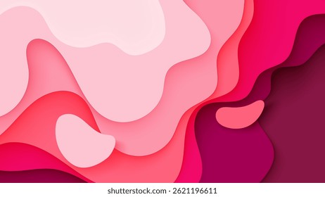 Fundo de estilo de corte de papel abstrato em tons de rosa e vermelho