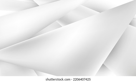 Abstract paper cut style white and gray triangles stripes overlapping layered on clean background. Vector illustration