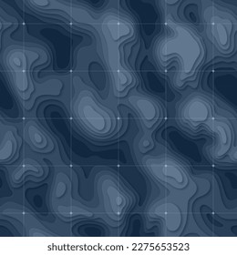 Abstract paper cut topographic seamless pattern background, modern cover. Sea depth map map relief texture, curved layers and elevation contour lines vector illustration - Shutterstock ID 2275653523