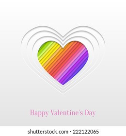 Abstract Paper Cut Valentines Day Heart Background, Trendy Greeting Card or Invitation Design Template