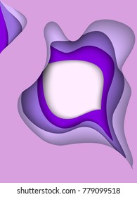 Abstract paper cut vector background. Purple and lilac paper layers. Origami or carving decoration.