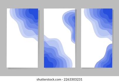 abstract paper cut vertical banner template. Blue wavy and achievement poster template concept.Vector vertical flyer with colorful paper cut. Blue wavy background design