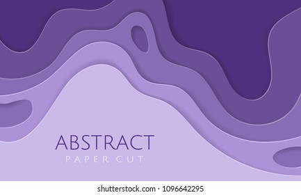 Abstract paper cut violet background. Multi layers template.