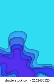 Cubiertas de ondas de corte de papel abstracto. Banners verticales, folletos, carteles, plantilla. Diseño sencillo y realista. Hermoso fondo. Ilustración de eps10 con estilo plano. Color azul.
