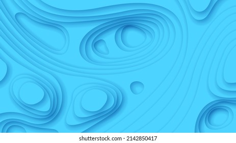 Abstract Paper Cut Wavy Sea Ocean Wave Water Blue White Background Vector Design