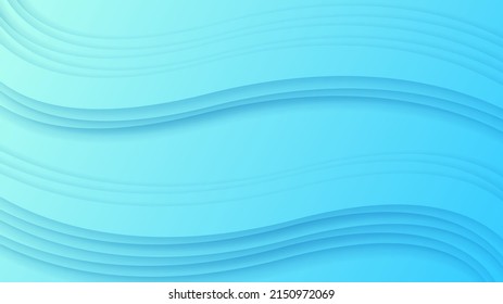 Abstract Paper Cut Wavy Sea Ocean Wave Water Blue White Background Vector Design