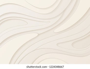 Abstract paper cut white background with wavy layers; Realistic carving art; Vector 3d template; Material design concept.