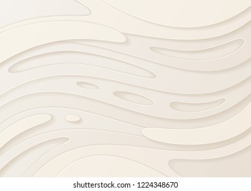 Abstract paper cut white background with wavy layers; Realistic carving art; Vector 3d template; Material design concept.