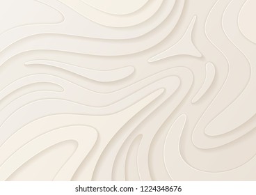 Abstract paper cut white background with wavy layers; Realistic carving art; Vector 3d template; Material design concept.