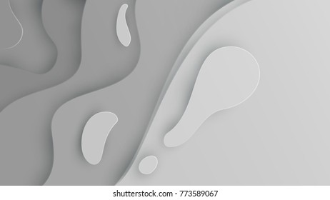 Abstract paper cut white clean background with simple shapes. Modern vector illustration for concept design. Realistic 3d layered smooth bending objects.