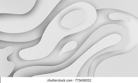 Abstract paper cut white clean background with simple shapes. Modern vector illustration for concept design. Realistic 3d layered smooth bending objects.