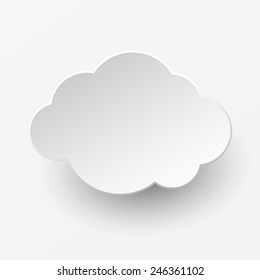 Abstract paper cut white cloud on white background
