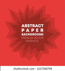 Abstract paper cutout shape in a red paper. Several layers of red. Comic style explosion with space for your text. Dynamic promotional banner template. Perfect as a greeting card or poster too.