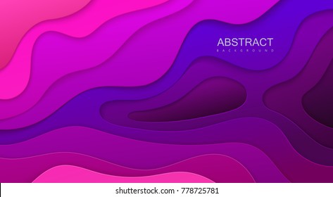 Abstract paper cutting decoration. Vector background with curved cut out multicolored paper layers. 3d relief. Realistic illustration. Carving art. Modern template for business brochure, flyer design