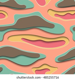 Abstract paper cutting with three dimensional, vector illustration.
