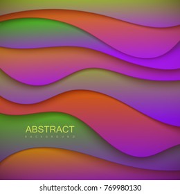 Abstract paper decoration. Vector background with curved colorful paper layers. Modern bright template for design