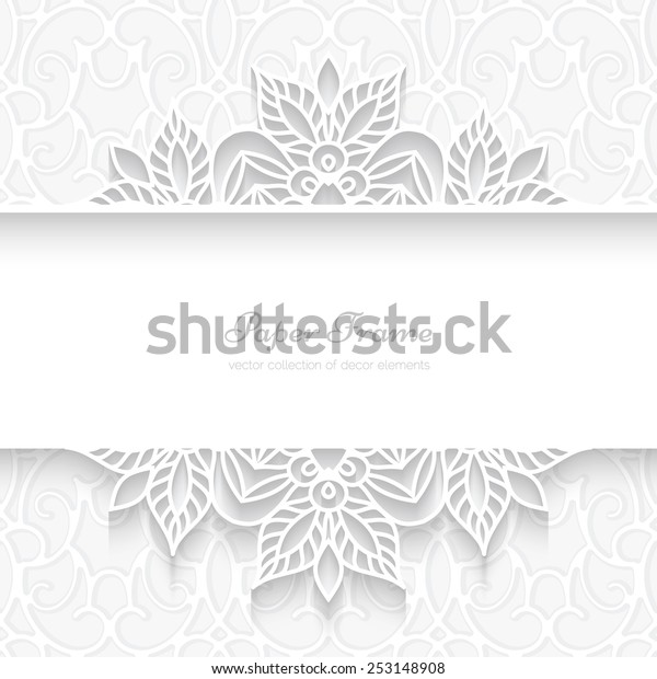 Abstract paper divider, lace background, vector\
ornamental frame on white\
pattern