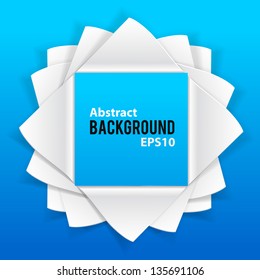 Abstract paper elements on blue background with place for text