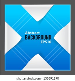 Abstract paper elements on blue background with place for text