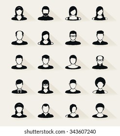 Abstract Paper Elements.Social icons.People icon.People Flat icons collection.User Icons and People Icons with Background.