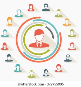 Abstract Paper Elements.Social icons.People icon.People Flat icons collection.User Icons and People Icons with Background.