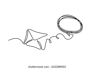Sobre de papel abstracto con comentario como dibujo de línea sobre fondo blanco