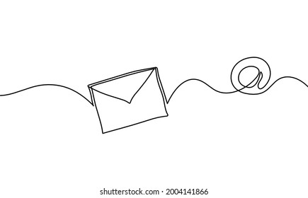 Abstract paper envelope with e-mail the dog as line drawing on white background. Vector