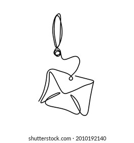 Sobre de papel abstracto con signo de exclamación como dibujo de línea sobre fondo blanco. Vector