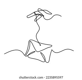 Sobre de papel abstracto con la mano como dibujo de línea sobre fondo blanco