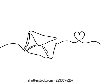 Sobre de papel abstracto con el corazón como dibujo de líneas sobre fondo blanco. Vector