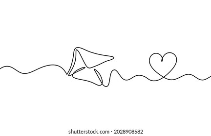 Resumen sobre de papel con corazones como dibujo de línea sobre fondo blanco. Vector
