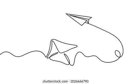 Abstract paper envelope as line drawing on white background