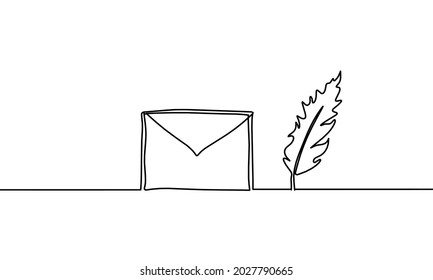 Abstract paper envelope as line drawing on white background