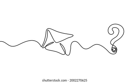 Abstract paper envelope with question mark as line drawing on white background. Vector