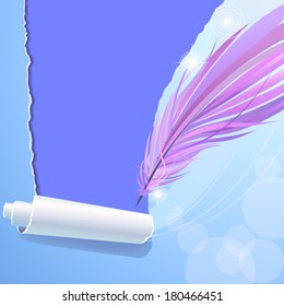 Abstract Paper and feather pen background
