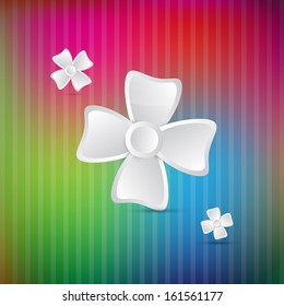 abstract paper flowers on retro colorful background