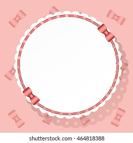 Abstract paper frame with shadow and bow. Can use for wedding card, invitation or your text. Vector illustration