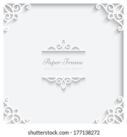 Abstract paper frame with shadow, divider, header, vector ornamental background, eps10