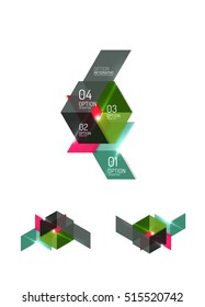 Abstract paper geometric infographic templates for business background, presentation or message with options and buttons