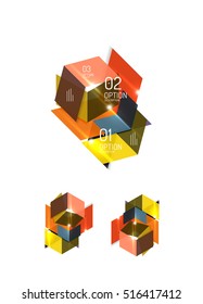Abstract paper geometric infographic templates for business background, presentation or message with options and buttons