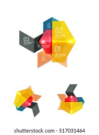 Abstract paper geometric infographic templates for business background, presentation or message with options and buttons