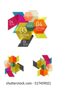 Abstract paper geometric infographic templates for business background, presentation or message with options and buttons