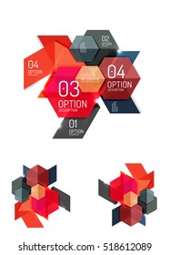 Abstract paper geometric infographic templates for business background, presentation or message with options and buttons