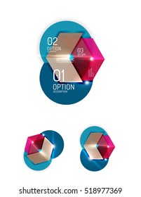 Abstract paper geometric infographic templates for business background, presentation or message with options and buttons