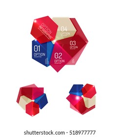Abstract paper geometric infographic templates for business background, presentation or message with options and buttons