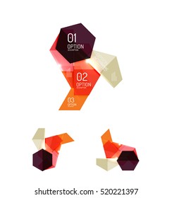 Abstract paper geometric infographic templates for business background, presentation or message with options and buttons